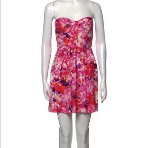 Parker Pink Printed Strapless Dress